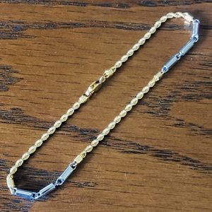 18k Two Tone Rope & Link Bar Chain Bracelet